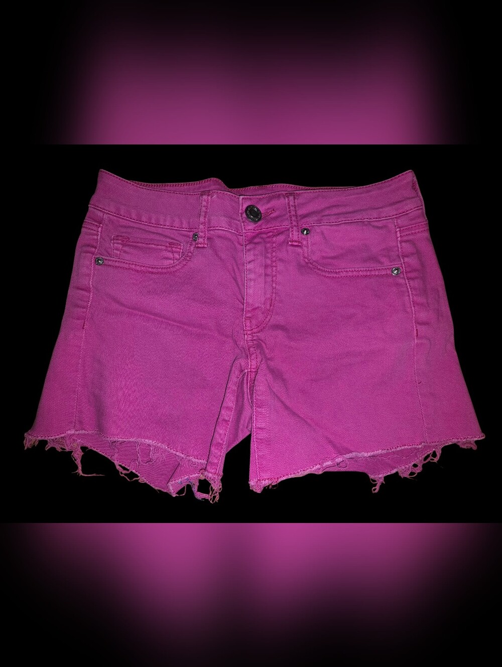 American Eagle Pink Denim Cutoff Shorts Low Rise Stretch Size 6